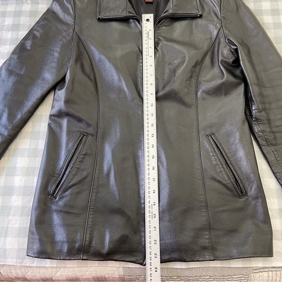 Danier black genuine leather jacket soft zip up motorcycle Bikercore moto in XS - Picture 7 of 15